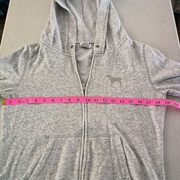 VS PINK Gray Zip-Up Hoodie – Size M (LOVE PINK Back) - Picture 6 of 11